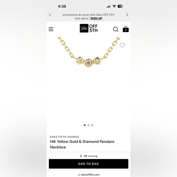 Saks Fifth Avenue Mini Diamond Trio Necklace - Picture 1 of 4